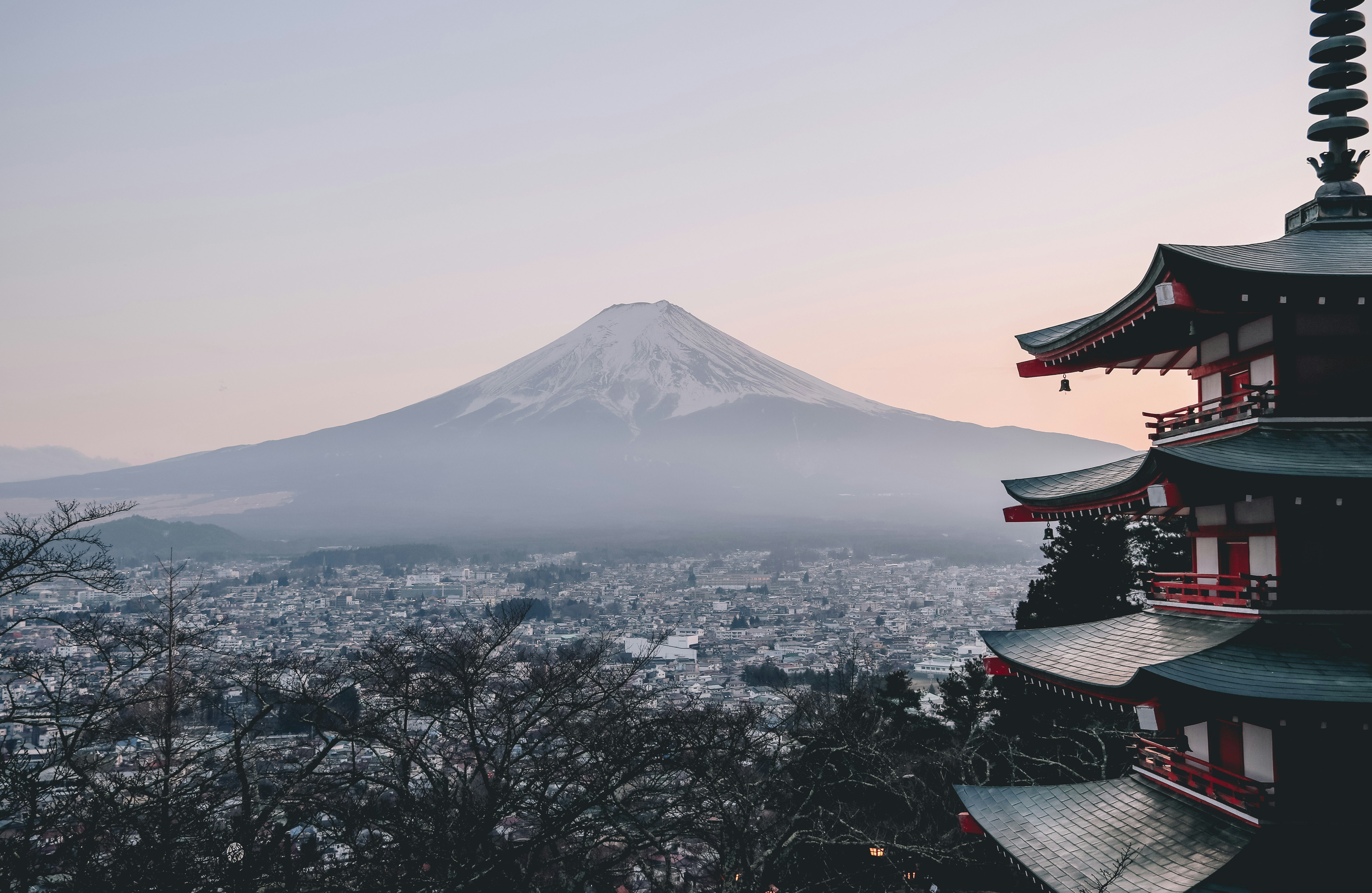 A picture of foggy mountain located in Japan.