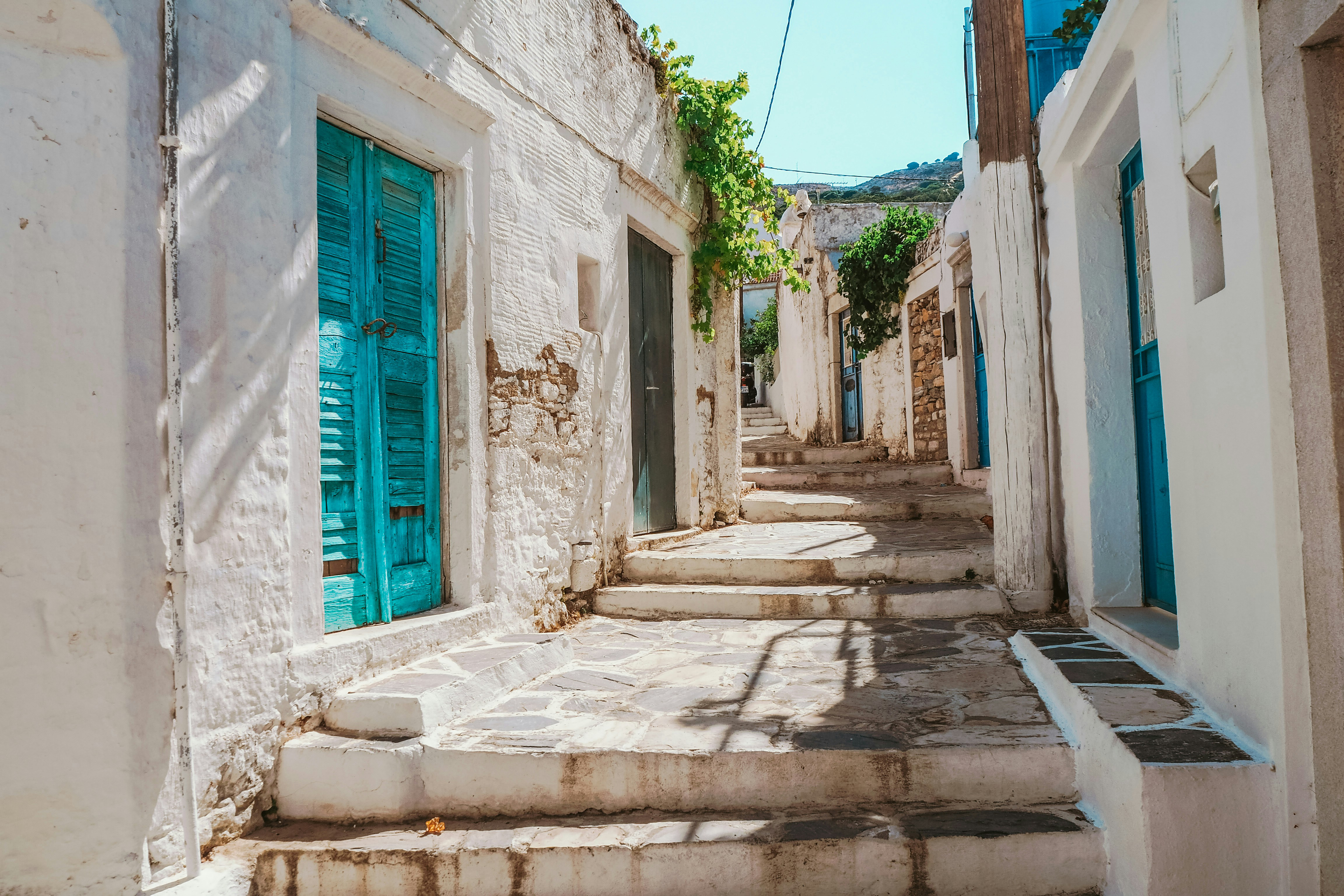 A picture of street in Naxos and lesser Cyclades Greece.